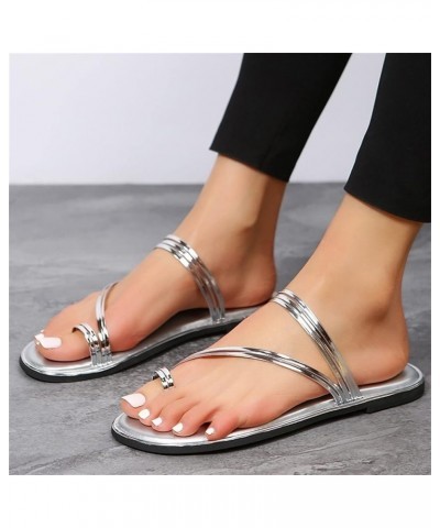 Fashion Spring and Summer Women Slippers Flat Bottom Light Open Toe Solid Color Shiny and Minimalist Design Casual Style Slip...