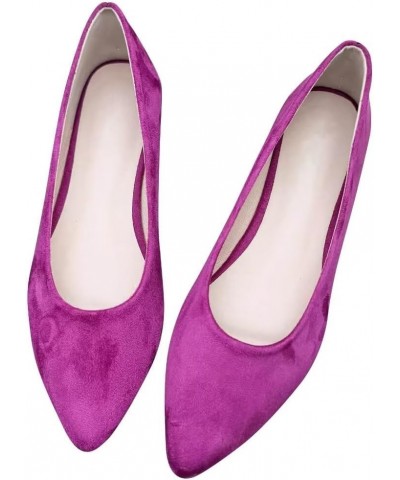 Women's Flats Fashion Pointed Toe Flats Comfortable Ballet Flats Solid Casual Slip On Flats A Dark Rose Red $8.63 Flats