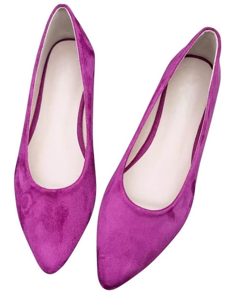 Women's Flats Fashion Pointed Toe Flats Comfortable Ballet Flats Solid Casual Slip On Flats A Dark Rose Red $8.63 Flats