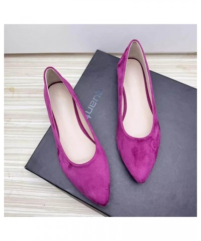 Women's Flats Fashion Pointed Toe Flats Comfortable Ballet Flats Solid Casual Slip On Flats A Dark Rose Red $8.63 Flats