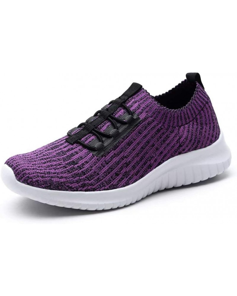 Women's Comfortable Walking Shoes - Tennis Athletic Casual Slip on Sneakers 2122 Purple $14.27 Athletic Shoes