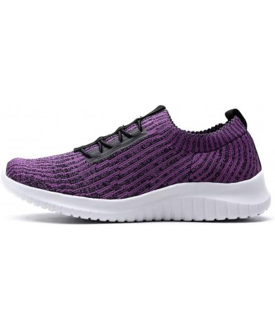 Women's Comfortable Walking Shoes - Tennis Athletic Casual Slip on Sneakers 2122 Purple $14.27 Athletic Shoes