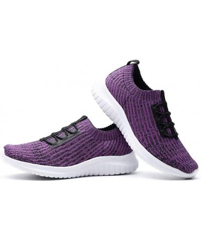 Women's Comfortable Walking Shoes - Tennis Athletic Casual Slip on Sneakers 2122 Purple $14.27 Athletic Shoes