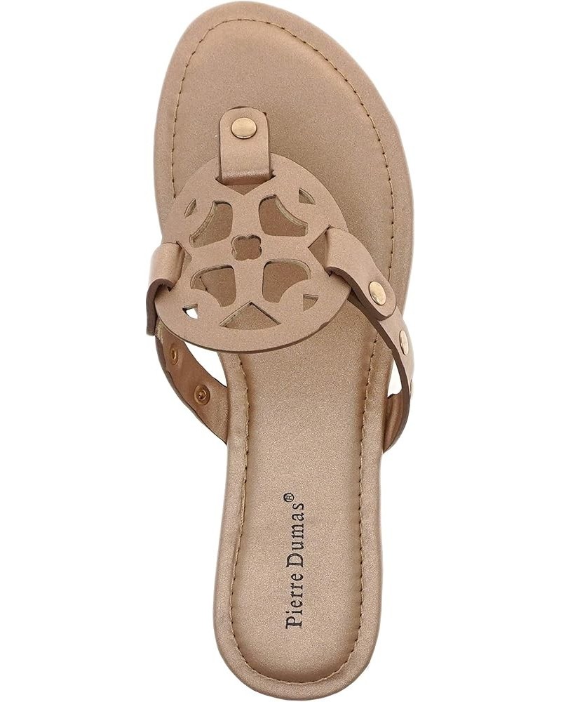 Women's Colored Flat Sandals Rose Gold $19.34 Sandals