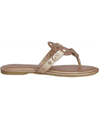 Women's Colored Flat Sandals Rose Gold $19.34 Sandals