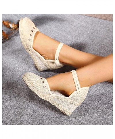 Women Platform Wedge Sandals Fashion Versatile Braided Buckle Breathable Wedge Sandals Womens Sandals Size 12 Beige $11.87 At...