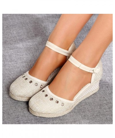 Women Platform Wedge Sandals Fashion Versatile Braided Buckle Breathable Wedge Sandals Womens Sandals Size 12 Beige $11.87 At...