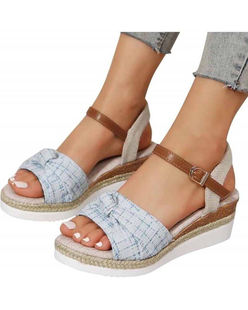 Wedge Sandals for Women Summer 2023 Bowknot Open Toe Ankle Strap Buckle Platform Sandals Dressy Wedges Shoes Outdoor Party Dr...