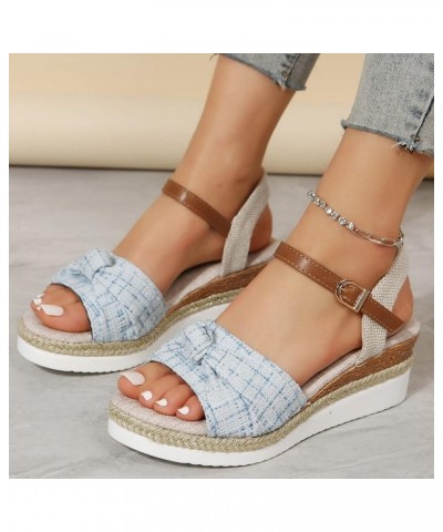 Wedge Sandals for Women Summer 2023 Bowknot Open Toe Ankle Strap Buckle Platform Sandals Dressy Wedges Shoes Outdoor Party Dr...