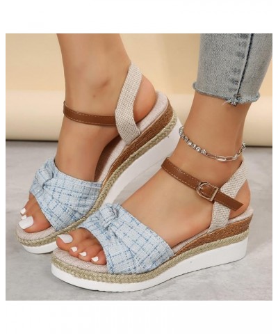 Wedge Sandals for Women Summer 2023 Bowknot Open Toe Ankle Strap Buckle Platform Sandals Dressy Wedges Shoes Outdoor Party Dr...