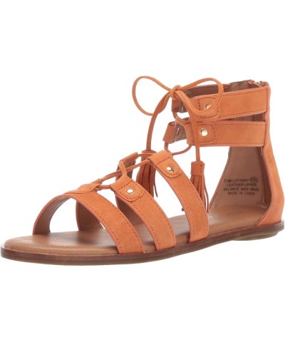 Women's Lottery Sandal - Lace-Up Flat with Memory Foam Footbed Orange Suede $33.75 Sandals