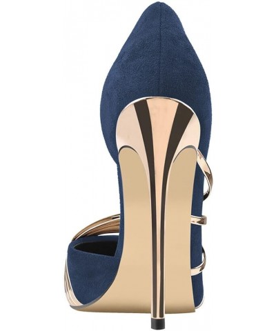 Women Chic Pointed Toe D'Orsay Heels Gold High Stiletto Pumps Slip On Sexy Wedding Dress Shoes Size 4-15 US Navy $37.25 Pumps