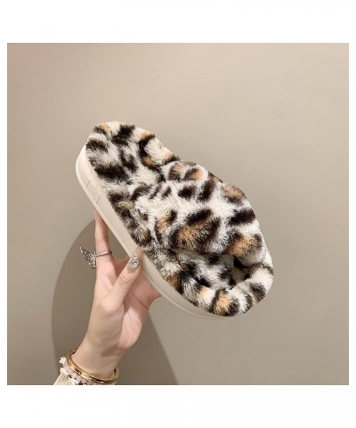 Women's Thick Bottom Slipper Cross Band Slippers Cozy Furry Fuzzy Slippers Open Toe Fluffy Indoor Shoes Outdoor Slip on Warm ...