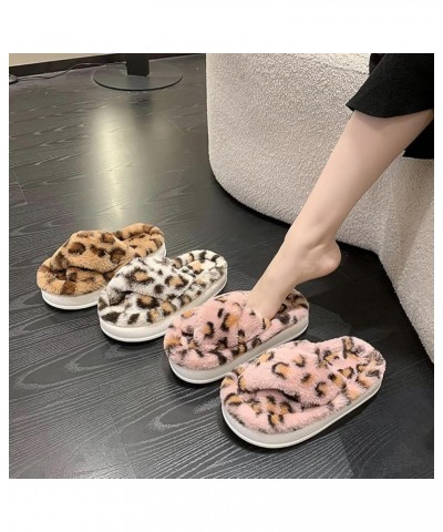 Women's Thick Bottom Slipper Cross Band Slippers Cozy Furry Fuzzy Slippers Open Toe Fluffy Indoor Shoes Outdoor Slip on Warm ...