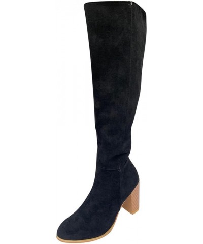 Over Knee Boots for Women Wide Calf Plus Size Fashion Boot Block High Heel Side Zipper Booties Casual Cozy Winter Boots style...