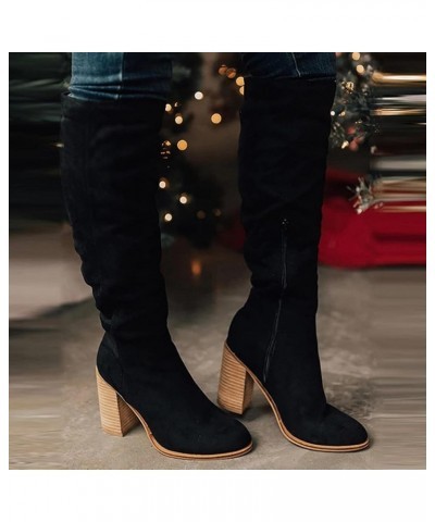 Over Knee Boots for Women Wide Calf Plus Size Fashion Boot Block High Heel Side Zipper Booties Casual Cozy Winter Boots style...