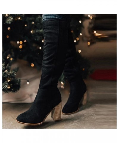 Over Knee Boots for Women Wide Calf Plus Size Fashion Boot Block High Heel Side Zipper Booties Casual Cozy Winter Boots style...