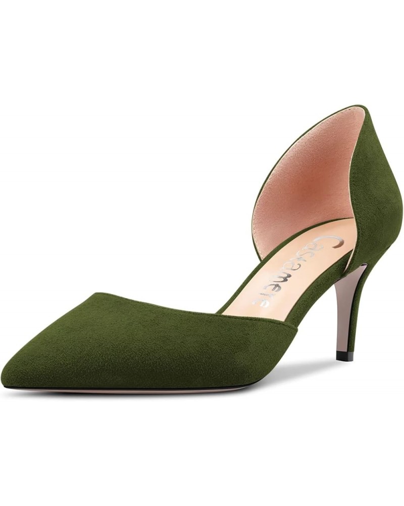 Women Stiletto Mid Heel Pointed Toe Pumps Two-Piece Slip-on Office Classic 2.4 Inches Heels Green a $32.20 Pumps