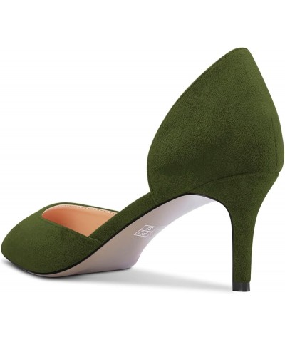 Women Stiletto Mid Heel Pointed Toe Pumps Two-Piece Slip-on Office Classic 2.4 Inches Heels Green a $32.20 Pumps