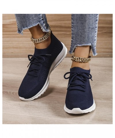 Women Sneakers Slip-On Walking Shoes Arch Support Sneakers Women's Sneakers Lightweight Navy-c $16.04 Athletic Shoes