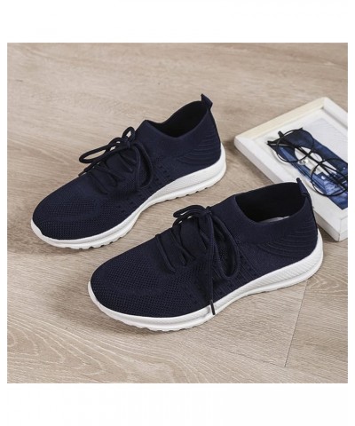 Women Sneakers Slip-On Walking Shoes Arch Support Sneakers Women's Sneakers Lightweight Navy-c $16.04 Athletic Shoes