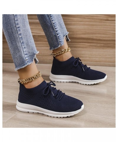 Women Sneakers Slip-On Walking Shoes Arch Support Sneakers Women's Sneakers Lightweight Navy-c $16.04 Athletic Shoes