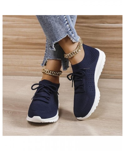 Women Sneakers Slip-On Walking Shoes Arch Support Sneakers Women's Sneakers Lightweight Navy-c $16.04 Athletic Shoes