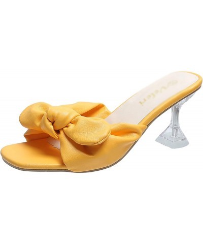 Flat Sandals For Women Thin Heels Slippers WomenWine Glass Heel Butterfly-knot Slides Sandal Shoes Female (Color : Yellow, Si...