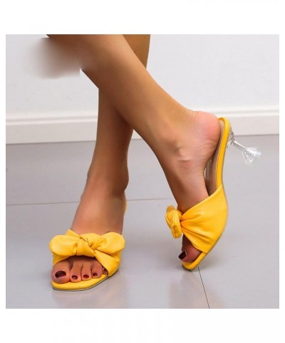 Flat Sandals For Women Thin Heels Slippers WomenWine Glass Heel Butterfly-knot Slides Sandal Shoes Female (Color : Yellow, Si...