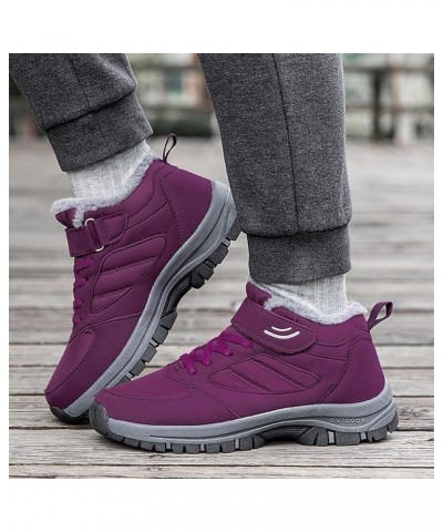 Couple Models Women's Middle Aged and Elderly High Top Plus Velvet Thickening Non Slip Wear Sneaker Insoles Women Purple $29....