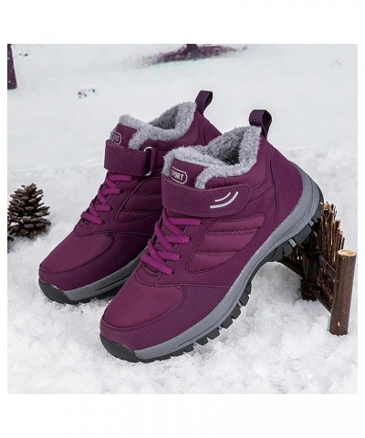 Couple Models Women's Middle Aged and Elderly High Top Plus Velvet Thickening Non Slip Wear Sneaker Insoles Women Purple $29....