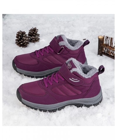 Couple Models Women's Middle Aged and Elderly High Top Plus Velvet Thickening Non Slip Wear Sneaker Insoles Women Purple $29....