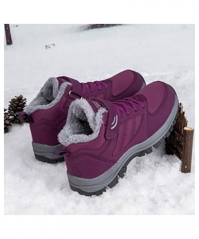 Couple Models Women's Middle Aged and Elderly High Top Plus Velvet Thickening Non Slip Wear Sneaker Insoles Women Purple $29....