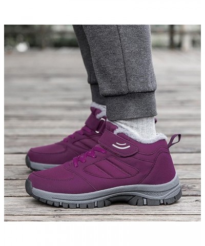 Couple Models Women's Middle Aged and Elderly High Top Plus Velvet Thickening Non Slip Wear Sneaker Insoles Women Purple $29....