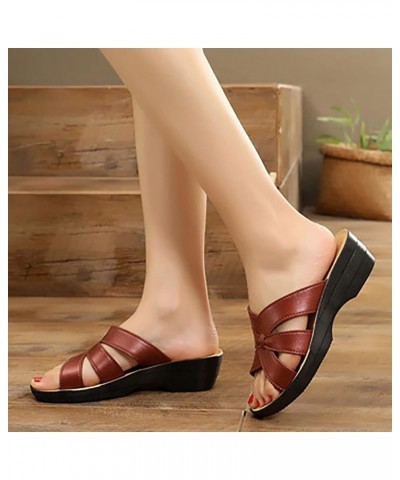 Summer Slope With Ladies Slippers Ladies Slope With External Fashion Casual Slippers Female Elegant Sandals for Women Red $10...