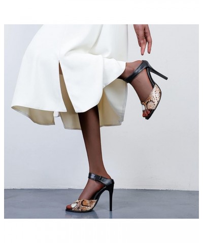 Women Stiletto Heel Sandals with Peep Toe and Slingback Brown $25.47 Sandals