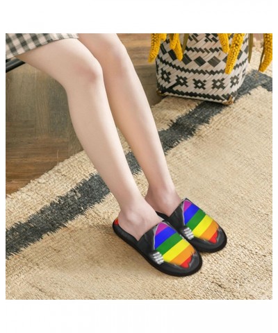 Premium Gay Pride RainbowUnisex Furry Slippers, Flat Slippers Casual Closed Toe Slippers,Size/US Women9.5-11.5 / Men8-11, EU4...