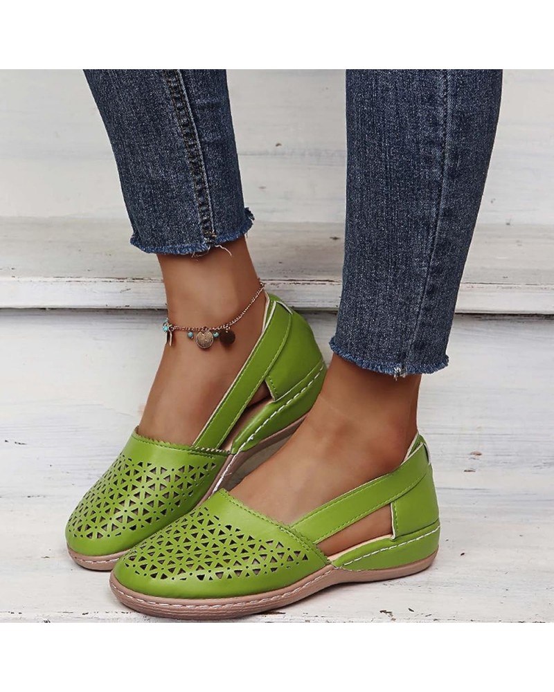 2021 Summer Women Sandals Casual Moccasins Loafers Beach Shoes Ladies Faux Leather Slip on Sandals Fashion Hollow Closed Toe ...