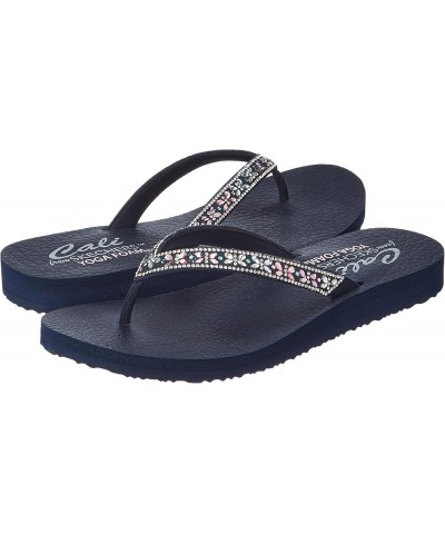 Women's Vinyasa-Wild Daisies Flip-Flop Navy Mitobuck Multi Gem Rhiestone Trim $32.80 Fashion Sneakers