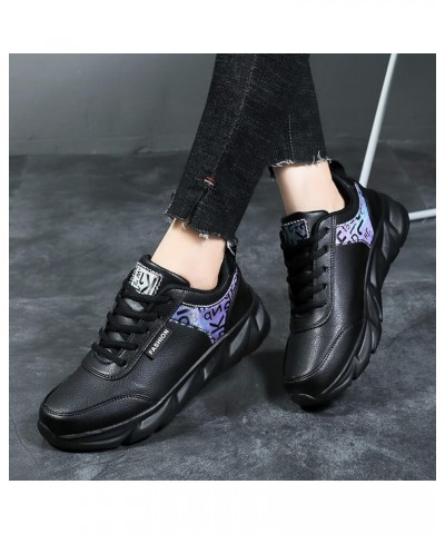 Women Sports Shoes Casual Fashion New Pattern Lace Up Comfortable Lightweight Non Slip Sneaker Roller Skates for Women Black ...