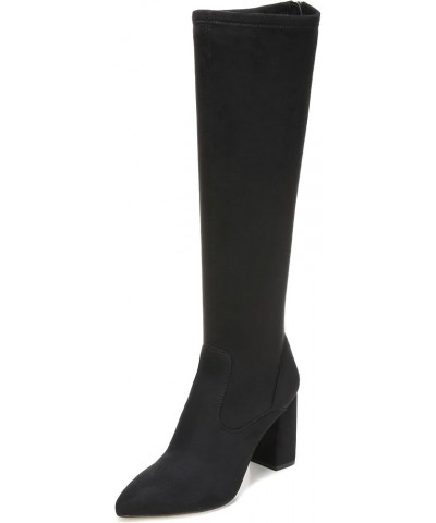 Womens Katherine Knee High Boot Black Stretch Suede $52.03 Boots