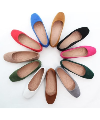 Women's Comfortable Slip On Ballet Shoes Square Toe Dress Flats Soft Walking Flats C Army Green $17.14 Flats