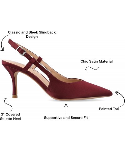 Closed Pointed Toe Slingback Sweetheart Stiletto Pump for Women - Knightly Buckle Ankle Strap Heel Wine $28.60 Pumps