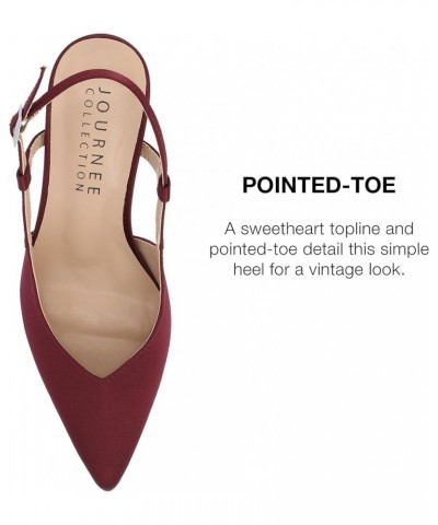 Closed Pointed Toe Slingback Sweetheart Stiletto Pump for Women - Knightly Buckle Ankle Strap Heel Wine $28.60 Pumps