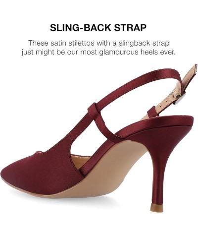 Closed Pointed Toe Slingback Sweetheart Stiletto Pump for Women - Knightly Buckle Ankle Strap Heel Wine $28.60 Pumps