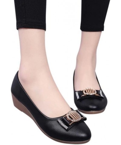 nursing shoes women comfortable, Women's Solid Color Leather Surface Hollow Fish Mouth Wedge Casual Shoes Z 21-black $16.49 F...