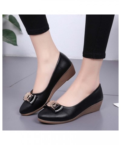 nursing shoes women comfortable, Women's Solid Color Leather Surface Hollow Fish Mouth Wedge Casual Shoes Z 21-black $16.49 F...