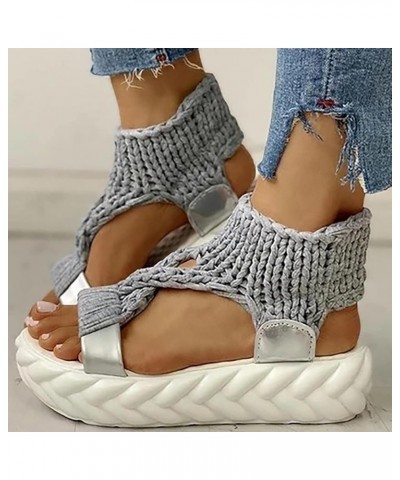 Women's Flip-Flop Sandals Gladiator Chunky Heels Strappy Sandals Dress Shoes Holiday Dress Pumps Shoes Grey $23.00 Sandals