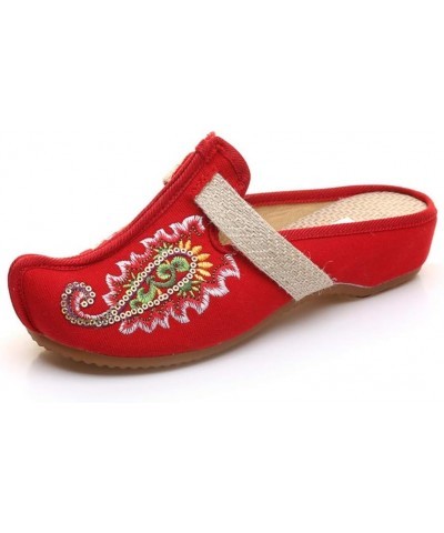 Slippers Women's Slippers, Chinese Style Slippers Embroidered Shoes, Alice Slippers, Handmade Traditional Flax Slippers, Casu...