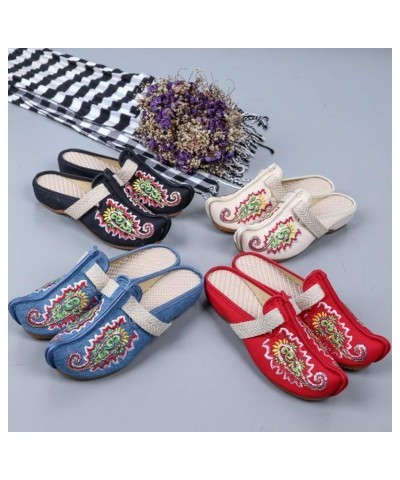 Slippers Women's Slippers, Chinese Style Slippers Embroidered Shoes, Alice Slippers, Handmade Traditional Flax Slippers, Casu...